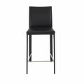 Homeroots Full Faux Leather Counter Stools, Black - Set of 2 400611